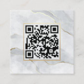 Pastel Grijs Gouden Lijnen QR Code Minimalist Chic Vierkante Visitekaartje (Voorkant)