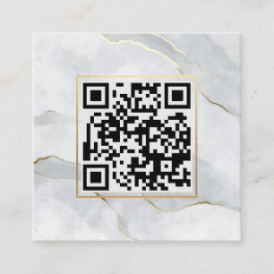 Pastel Grijs Gouden Lijnen QR Code Minimalist Chic Vierkante Visitekaartje