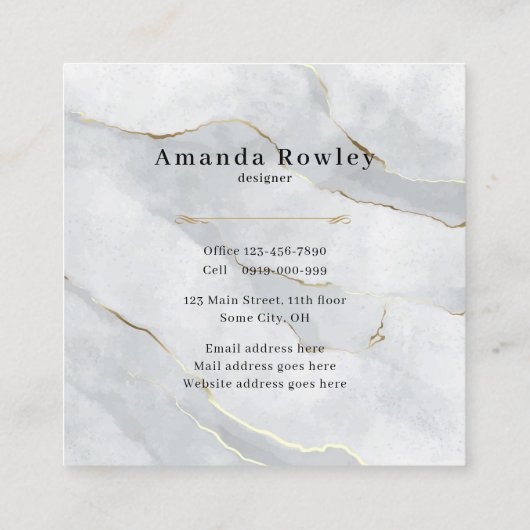 Pastel Grijs Gouden Lijnen QR Code Minimalist Chic Vierkante Visitekaartje (Achterkant)