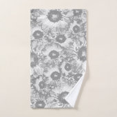 Pastel Grijs Grijs Bloempatroon Bad Handdoek (Handdoek)