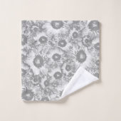 Pastel Grijs Grijs Bloempatroon Bad Handdoek (Wasdoekje)