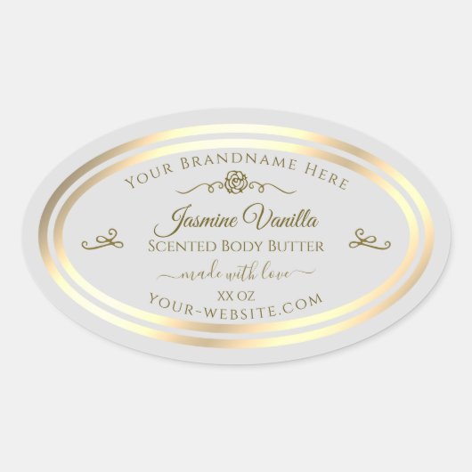 Pastel Grijs Product Label Goud Lijst Roos (Voorkant)