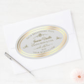 Pastel Grijs Product Label Goud Lijst Roos (Envelop)