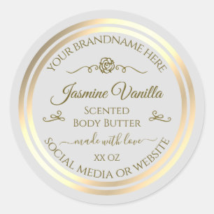 Pastel Grijs Product Label Goud Lijst Roos