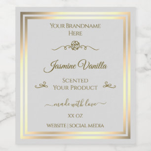 Pastel Grijs Product Label Goud Lijst Roos Wijn Etiket