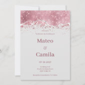 Pastel grijs roos gouden zilveren glitter Bruiloft Kaart (Voorkant)