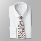 Pastel grijs roze bloemige Stropdas (Gebonden)