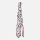 Pastel grijs roze bloemige Stropdas (Voorkant)