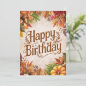 Pastel grillige Bossen Herfst Herfst Happy Birthda Kaart (Staand voorkant)
