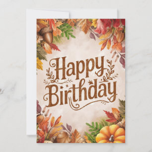Pastel grillige Bossen Herfst Herfst Happy Birthda Kaart