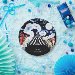 Pastel grillige circus verjaardag papieren bordje