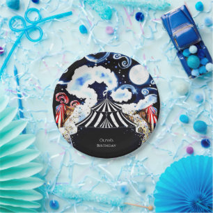 Pastel grillige circus verjaardag papieren bordje