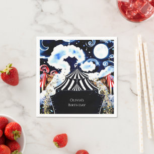 Pastel grillige circus verjaardag servet