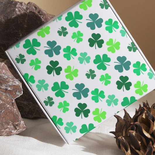 Pastel Groen 3 Blad Klaver Shamrock Boho Elegant Cadeaupapier