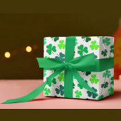 Pastel Groen 3 Blad Klaver Shamrock Boho Elegant Cadeaupapier