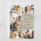 Pastel Groen 5 Foto Vrolijke Kerstvakantie Kaart (Voorkant)