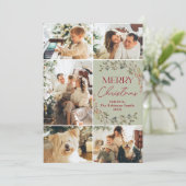 Pastel Groen 5 Foto Vrolijke Kerstvakantie Kaart (Staand voorkant)