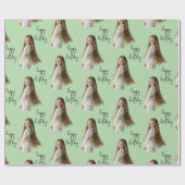 Pastel Groen & Aangepaste Verjaardag tekst en foto Cadeaupapier (Vlak)