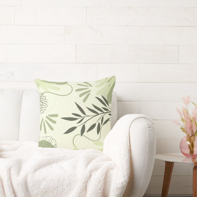 Pastel groen abstract botanisch Sierkussen (Bank)
