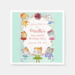 Pastel Groen Alle Ballerina Kat Kids Verjaardagsfe Servet