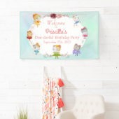 Pastel Groen Alle Ballerina Kat Kids Verjaardagsfe Spandoek (Insitu)