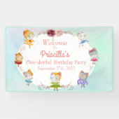 Pastel Groen Alle Ballerina Kat Kids Verjaardagsfe Spandoek (Horizontaal)