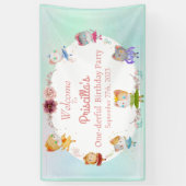 Pastel Groen Alle Ballerina Kat Kids Verjaardagsfe Spandoek (Verticaal)