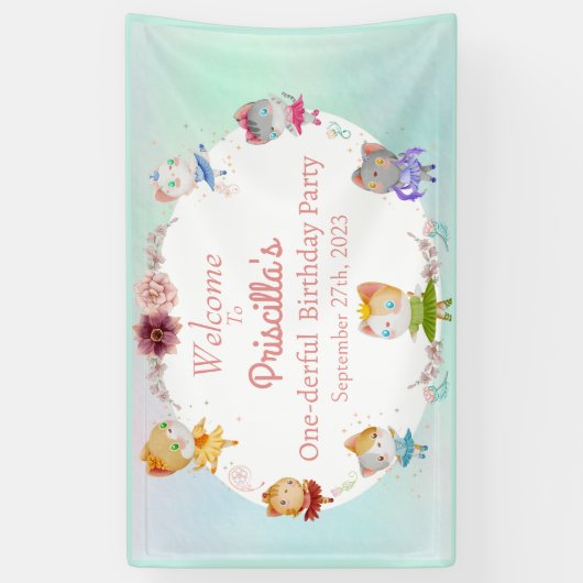 Pastel Groen Alle Ballerina Kat Kids Verjaardagsfe Spandoek (Verticaal)