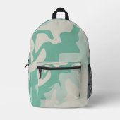 Pastel groen beige wervelpatroon bedrukte rugzak (Voorkant)