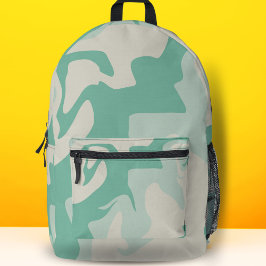 Pastel groen beige wervelpatroon bedrukte rugzak
