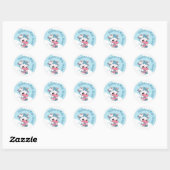 Pastel Groen Blauw Koe Wit Wolk Dank u Ronde Sticker (Vel)
