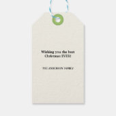 Pastel Groen Blauw Moderne Kerstboom Waterverf Cadeaulabel (Achterkant)