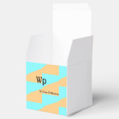 Pastel groen blauw voeg naam monogram letter titel bedankdoosjes (Geopend)