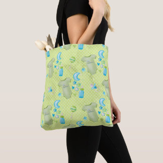 PASTEL GROEN BLAUW WIT BABY JONGEN ITEMS TOTE BAG