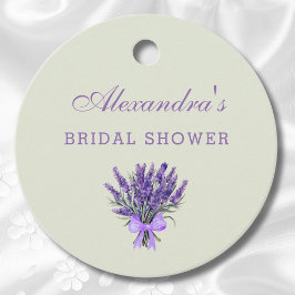 Pastel Groen Bloemen Bow Lavendel Vrijgezellenfees Bedankjes Labels