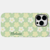 Pastel Groen  Bloemen Custom Name Hoesje (Achterkant (horizontaal))