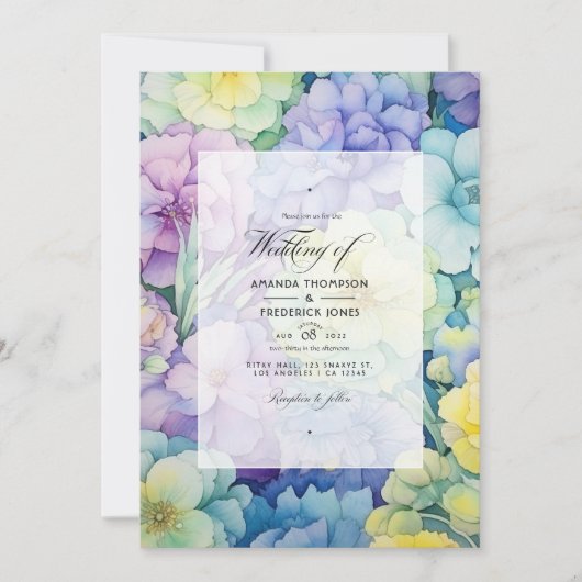 Pastel Groen, Boter Geel en Lavendel Bruiloft Kaart (Voorkant)