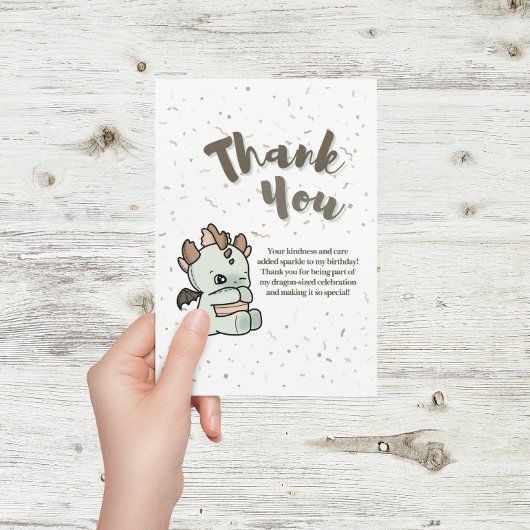 Pastel Groen Bruin Schattige Baby Dragon Bedankkaart