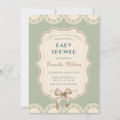 Pastel groen classic bow baby shower kaart (Voorkant)