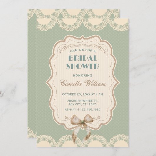 Pastel groen  classic bow vrijgezellenfeest kaart (Voorkant / Achterkant)