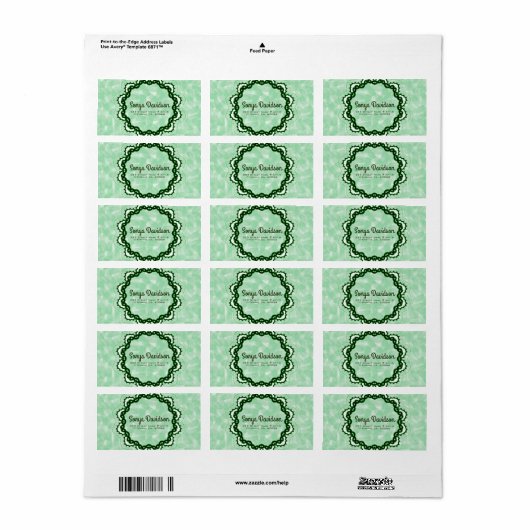 Pastel groen en Ornament Etiket (Full Sheet)