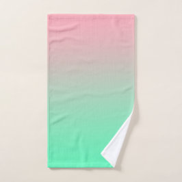 Pastel groen en pastel roze ombre bad handdoek