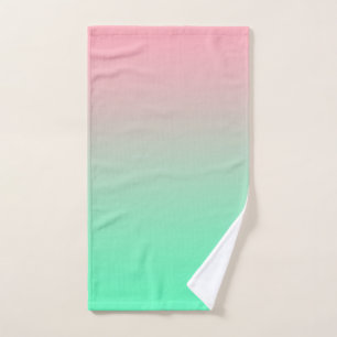 Pastel groen en pastel roze ombre bad handdoek