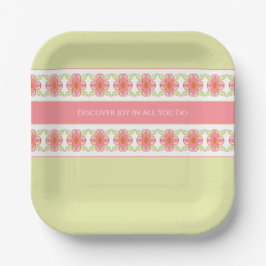 Pastel groen en roze papieren bordje