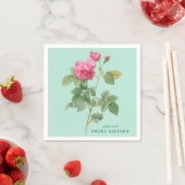 Pastel Groen en Roze Rose  Botanisch Servet (Insitu)