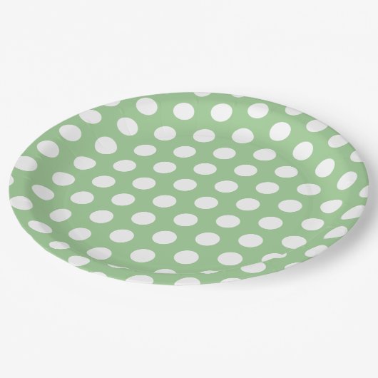 Pastel groen en wit Polka Dot Pasen Papieren Bordje (Gekanteld)