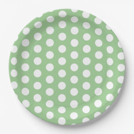 Pastel groen en wit Polka Dot Pasen Papieren Bordje