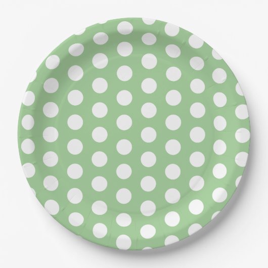 Pastel groen en wit Polka Dot Pasen Papieren Bordje (Voorkant)