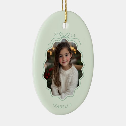 Pastel Groen Foto Eenvoudige Boog Ornament (Rechts)