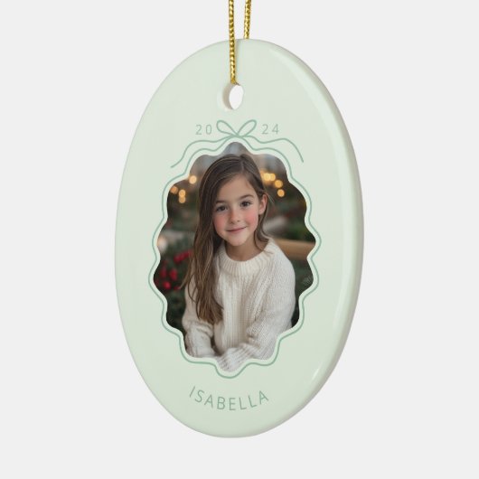 Pastel Groen Foto Eenvoudige Boog Ornament (Links)